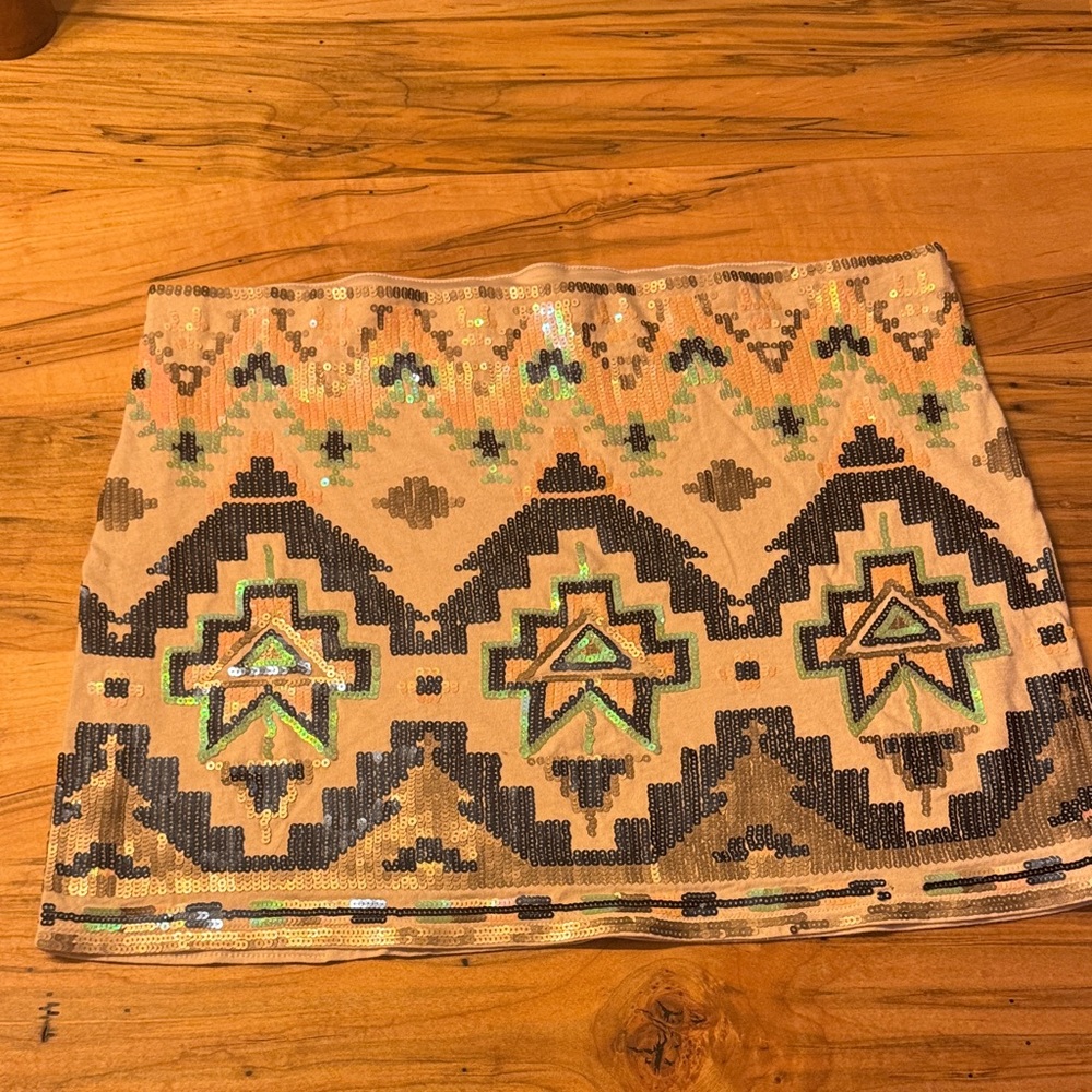 Express Multicolor Sequin Mini Skirt